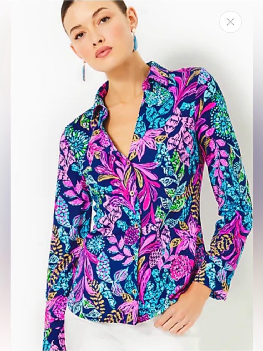 Lilly Pulitzer Chilly Lilly UPF 50+ Marlena button down, size M